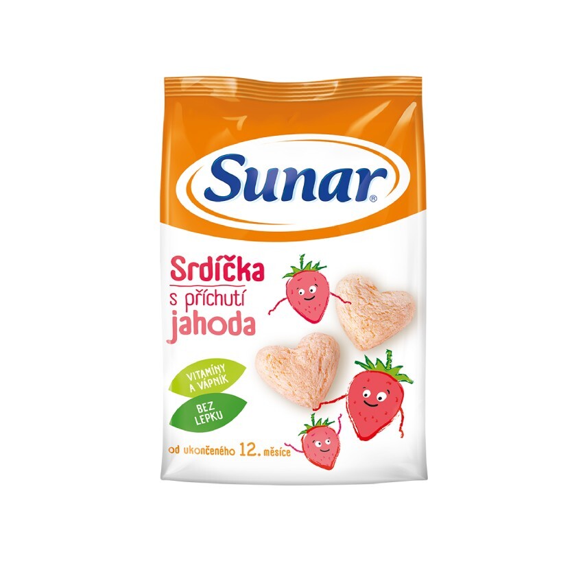 Sunárek dětský snack jahodová srdíčka 50g