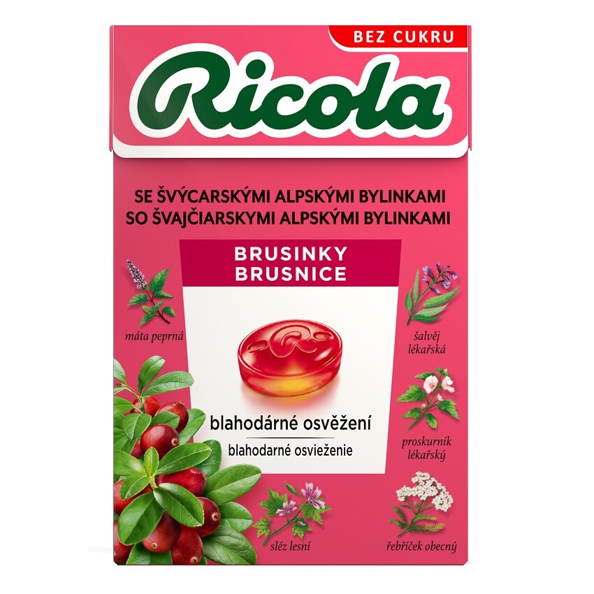 RICOLA Cranberry-brusinky bez cukru 40g