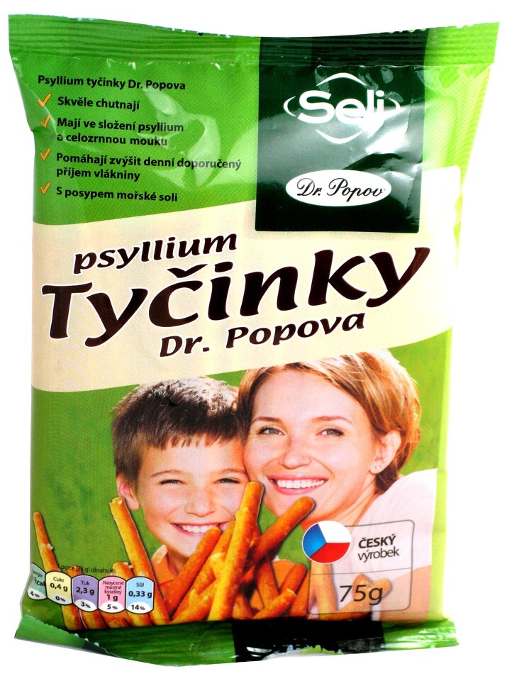 Dr.Popov Psyllium slané tyčinky s psylliem 75g