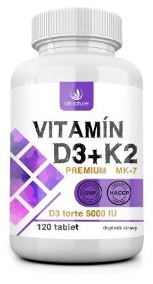 Allnature Vitamín D3+K2 Premium 120 tablet