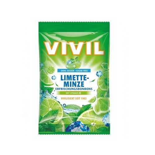 VIVIL Limetka - mentol + vitamín C bez cukru 80g