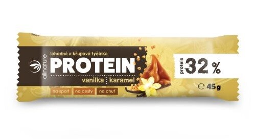 Allnature Protein. 32% křup.tyč. vanil+karamel 45g