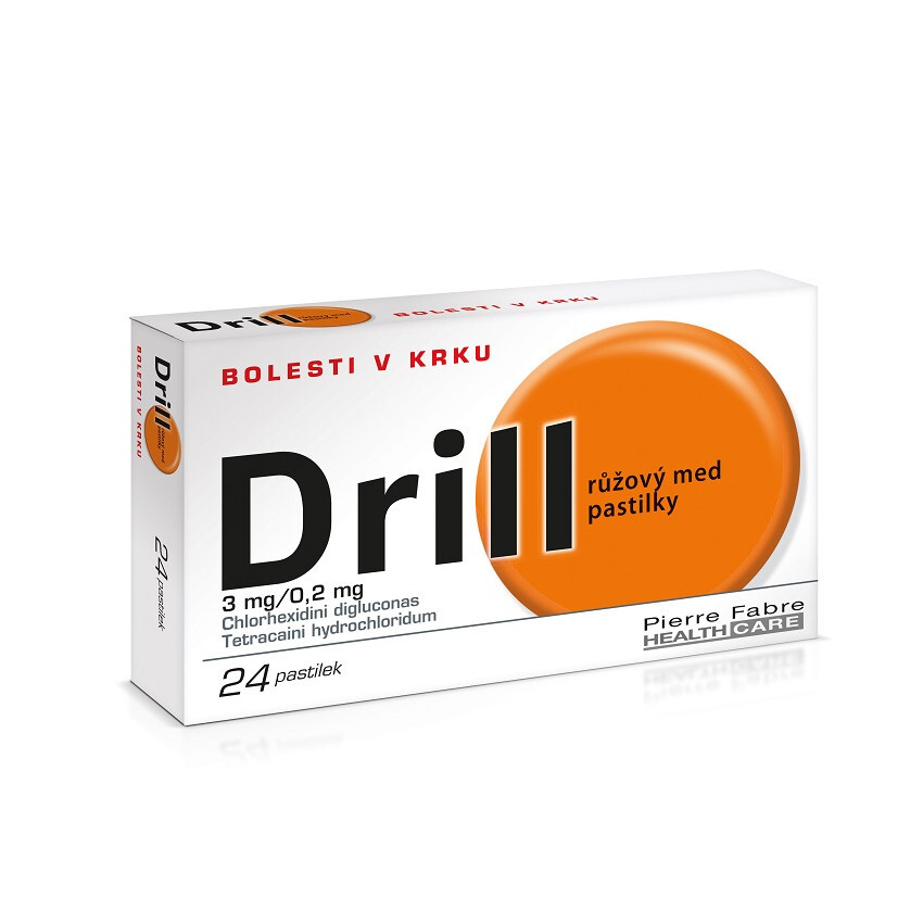 DRILL RŮŽOVÝ MED 3MG/0,2MG pastilka 24