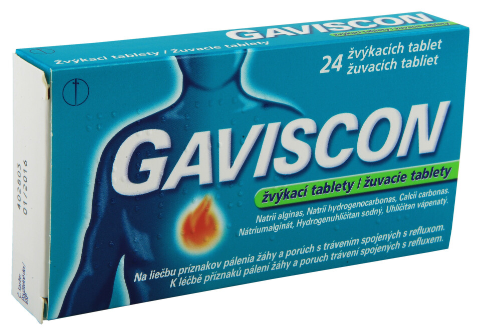 GAVISCON 250MG/133,5MG/80MG žvýkací tableta 24